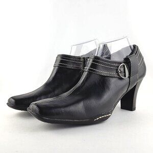 Aerosoles Women's Black Leather Pump Shoes High Heels Stitch Details Size 9.5B